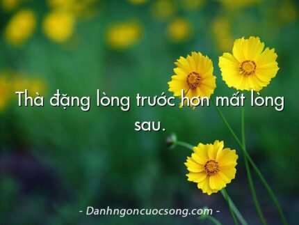 Thà đặng lòng trước hơn mất lòng sau.