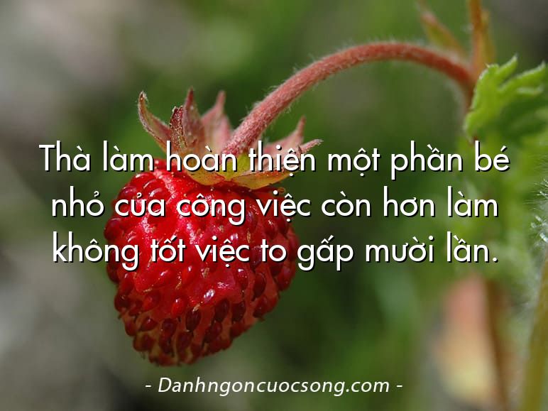 Thà làm hoàn thiện một phần bé nhỏ của công việc còn hơn làm không tốt việc to gấp mười lần.