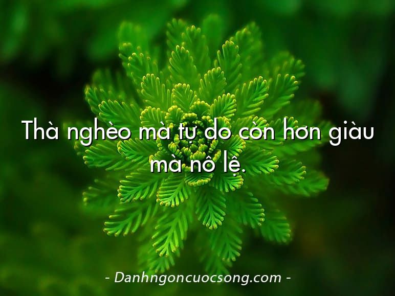 Thà nghèo mà tự do còn hơn giàu mà nô lệ.