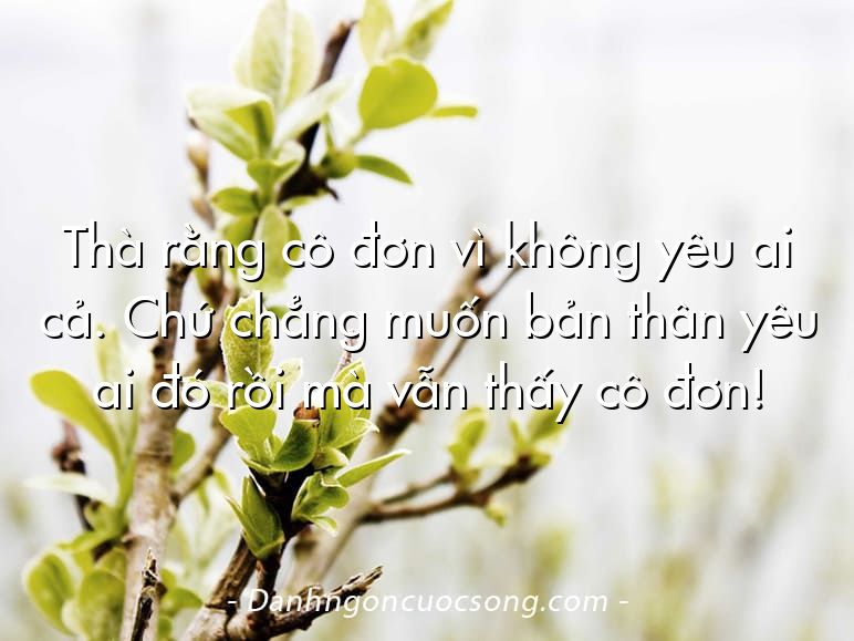 Thà rằng cô đơn vì không yêu ai cả. Chứ chẳng muốn bản thân yêu ai đó rồi mà vẫn thấy cô đơn!