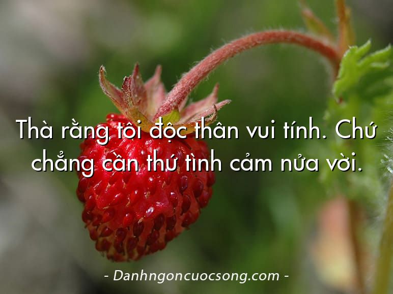 Thà rằng tôi độc thân vui tính. Chứ chẳng cần thứ tình cảm nửa vời.