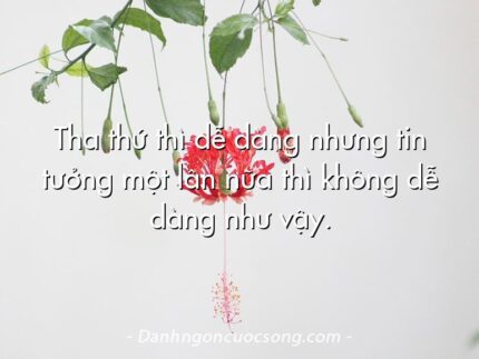 Tha thứ thì dễ dàng nhưng tin tưởng một lần nữa thì không dễ dàng như vậy.
