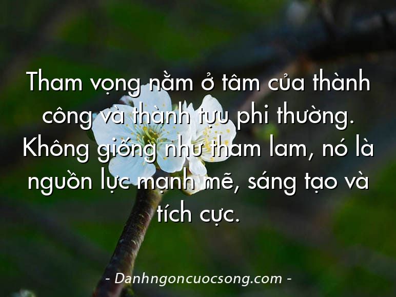 Tham vọng nằm ở tâm của thành công và thành tựu phi thường. Không giống như tham lam, nó là nguồn lực mạnh mẽ, sáng tạo và tích cực.