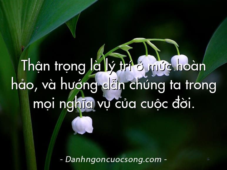 Thận trọng là lý trí ở mức hoàn hảo, và hướng dẫn chúng ta trong mọi nghĩa vụ của cuộc đời.
