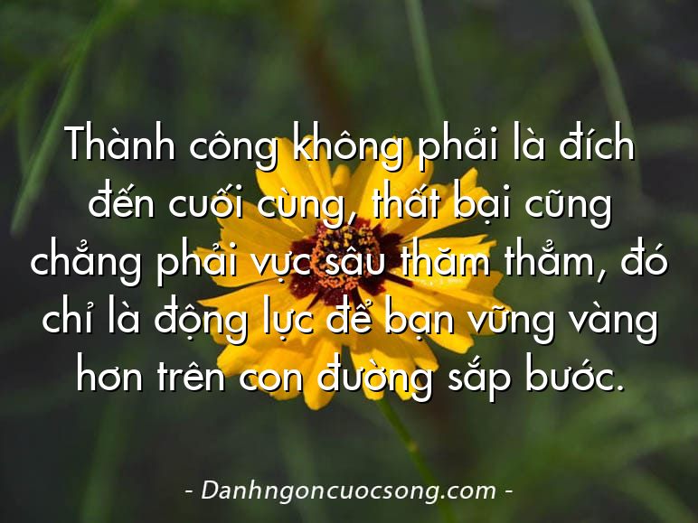 Thành công không phải là đích đến cuối cùng, thất bại cũng chẳng phải vực sâu thăm thẳm, đó chỉ là động lực để bạn vững vàng hơn trên con đường sắp bước.