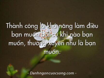 Thành công là khả năng làm điều bạn muốn bất cứ khi nào bạn muốn, thường xuyên như là bạn muốn.