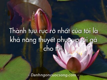 Thành tựu rực rỡ nhất của tôi là khả năng thuyết phục vợ tôi gả cho tôi.