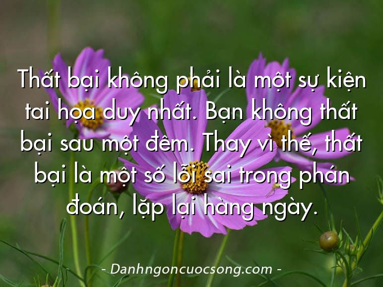 Thất bại không phải là một sự kiện tai họa duy nhất. Bạn không thất bại sau một đêm. Thay vì thế, thất bại là một số lỗi sai trong phán đoán, lặp lại hàng ngày.