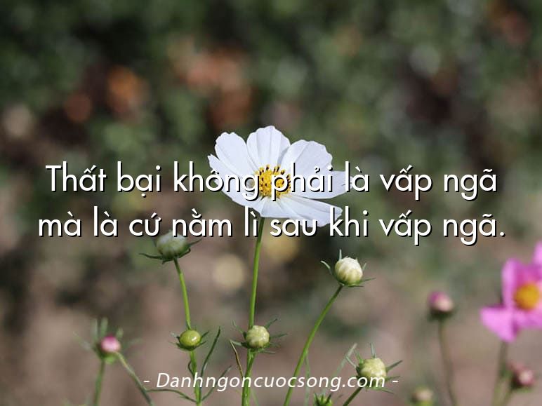 Thất bại không phải là vấp ngã mà là cứ nằm lì sau khi vấp ngã.