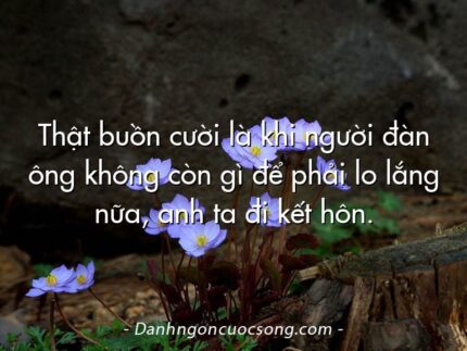 Thật buồn cười là khi người đàn ông không còn gì để phải lo lắng nữa, anh ta đi kết hôn.