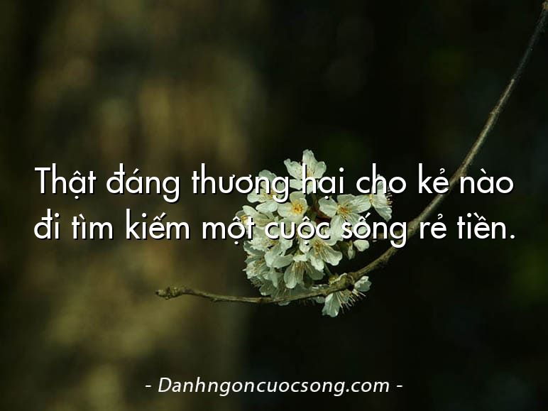 Thật đáng thương hại cho kẻ nào đi tìm kiếm một cuộc sống rẻ tiền.
