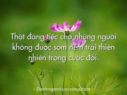 Thật đáng tiếc cho những người không được sớm nếm trải thiên nhiên trong cuộc đời.