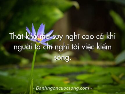 Thật khó mà suy nghĩ cao cả khi người ta chỉ nghĩ tới việc kiếm sống.