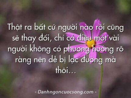 Thật ra bất cứ người nào rồi cũng sẽ thay đổi, chỉ có điều một vài người không có phương hướng rõ ràng nên dễ bị lạc đường mà thôi…