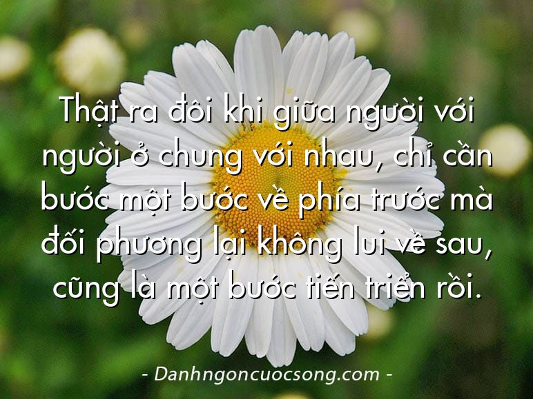 Thật ra đôi khi giữa người với người ở chung với nhau, chỉ cần bước một bước về phía trước mà đối phương lại không lui về sau, cũng là một bước tiến triển rồi.