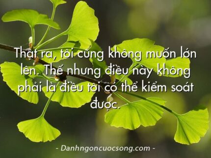 Thật ra, tôi cũng không muốn lớn lên. Thế nhưng điều này không phải là điều tôi có thể kiểm soát được.