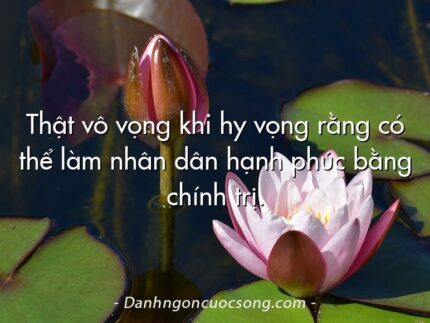 Thật vô vọng khi hy vọng rằng có thể làm nhân dân hạnh phúc bằng chính trị.