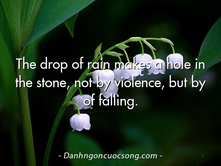 The drop of rain makes a hole in the stone, not by violence, but by of falling.