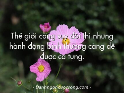 Thế giới càng suy đồi thì những hành động bình thường càng dễ được ca tụng.