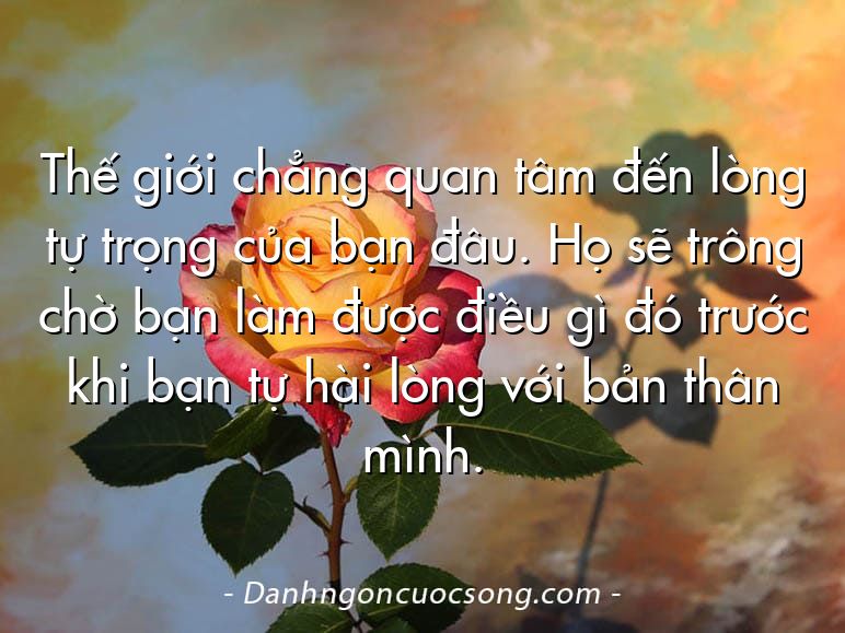 Thế giới chẳng quan tâm đến lòng tự trọng của bạn đâu. Họ sẽ trông chờ bạn làm được điều gì đó trước khi bạn tự hài lòng với bản thân mình.
