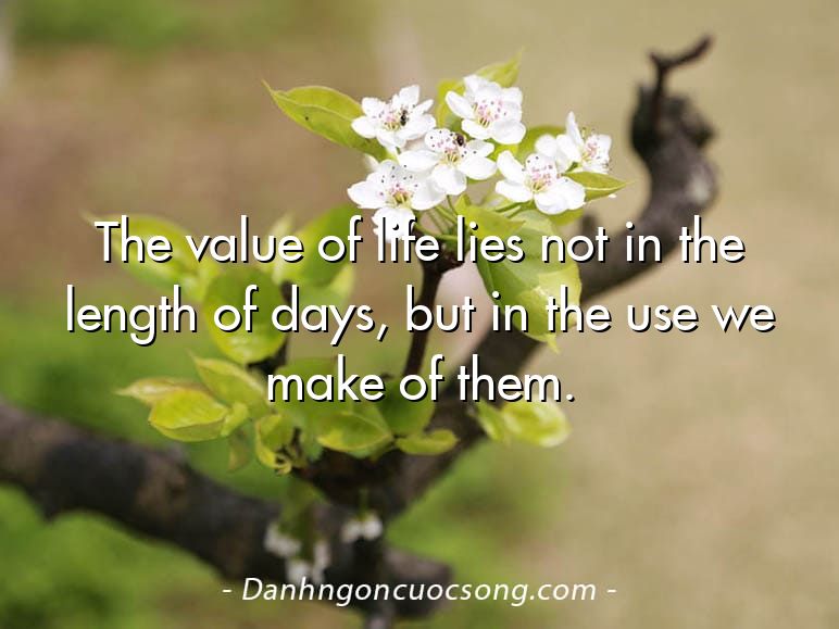 The value of life lies not in the length of days, but in the use we make of them.