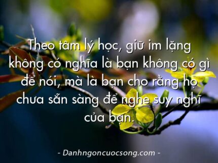 Theo tâm lý học, giữ im lặng không có nghĩa là bạn không có gì để nói, mà là bạn cho rằng họ chưa sẵn sàng để nghe suy nghĩ của bạn.