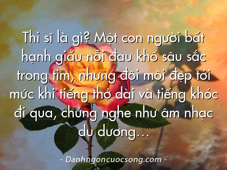 Thi sĩ là gì? Một con người bất hạnh giấu nỗi đau khổ sâu sắc trong tim, nhưng đôi môi đẹp tới mức khi tiếng thở dài và tiếng khóc đi qua, chúng nghe như âm nhạc du dương…