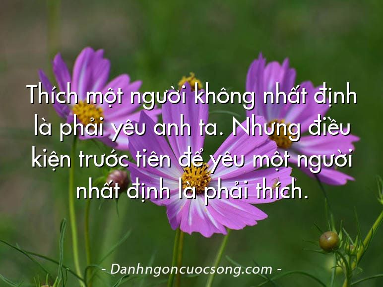 Thích một người không nhất định là phải yêu anh ta. Nhưng điều kiện trước tiên để yêu một người nhất định là phải thích.