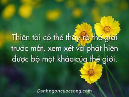 Thiên tài có thể thấy rõ thế giới trước mắt, xem xét và phát hiện được bộ mặt khác của thế giới.