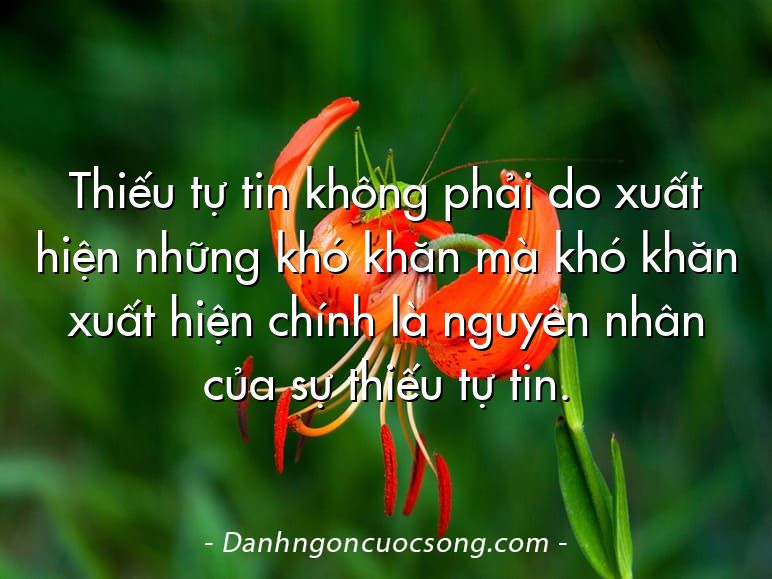 Thiếu tự tin không phải do xuất hiện những khó khăn mà khó khăn xuất hiện chính là nguyên nhân của sự thiếu tự tin.