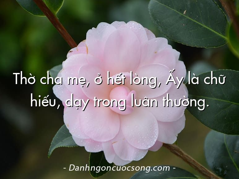 Thờ cha mẹ, ở hết lòng, Ấy là chữ hiếu, dạy trong luân thường.