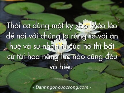 Thời cơ dùng một kỹ xảo khéo léo để nói với chúng ta rằng so với ân huệ và sự nhân từ của nó thì bất cứ tài hoa năng lực nào cũng đều vô hiệu.