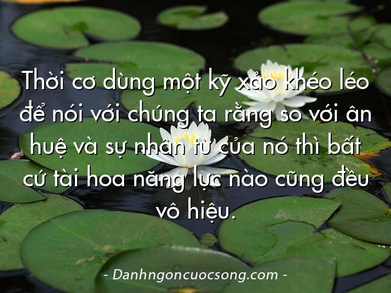 Thời cơ dùng một kỹ xảo khéo léo để nói với chúng ta rằng so với ân huệ và sự nhân từ của nó thì bất cứ tài hoa năng lực nào cũng đều vô hiệu.