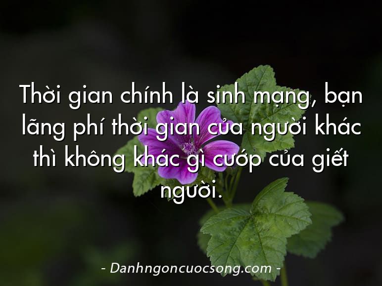 Thời gian chính là sinh mạng, bạn lãng phí thời gian của người khác thì không khác gì cướp của giết người.