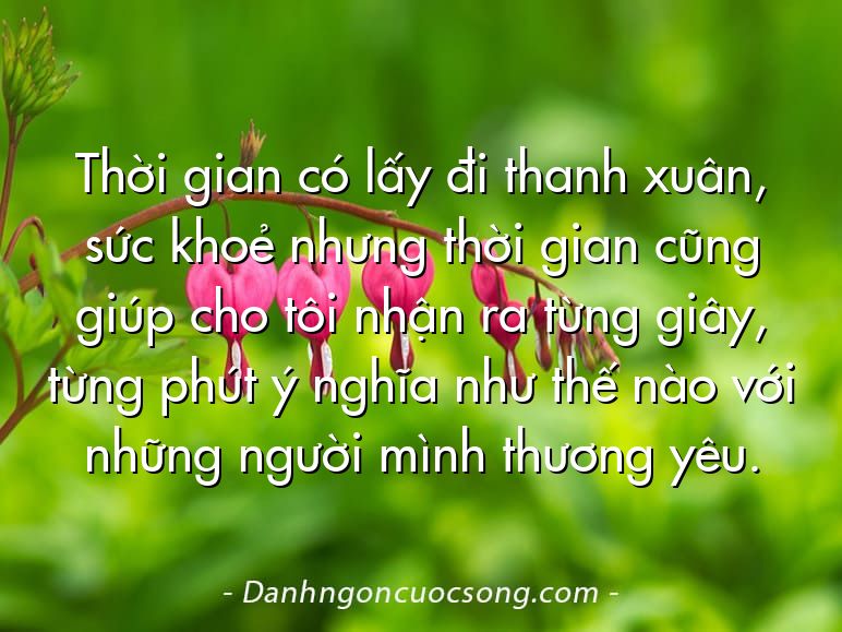 Thời gian có lấy đi thanh xuân, sức khoẻ nhưng thời gian cũng giúp cho tôi nhận ra từng giây, từng phút ý nghĩa như thế nào với những người mình thương yêu.