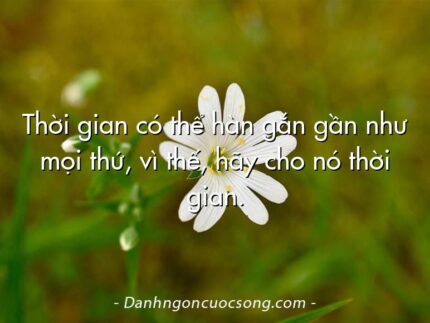 Thời gian có thể hàn gắn gần như mọi thứ, vì thế, hãy cho nó thời gian.