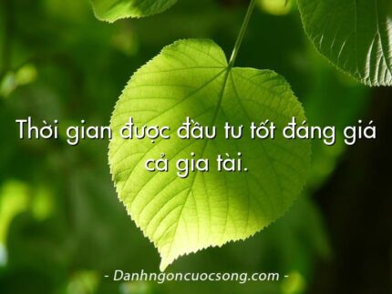 Thời gian được đầu tư tốt đáng giá cả gia tài.