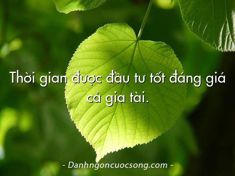 Thời gian được đầu tư tốt đáng giá cả gia tài.