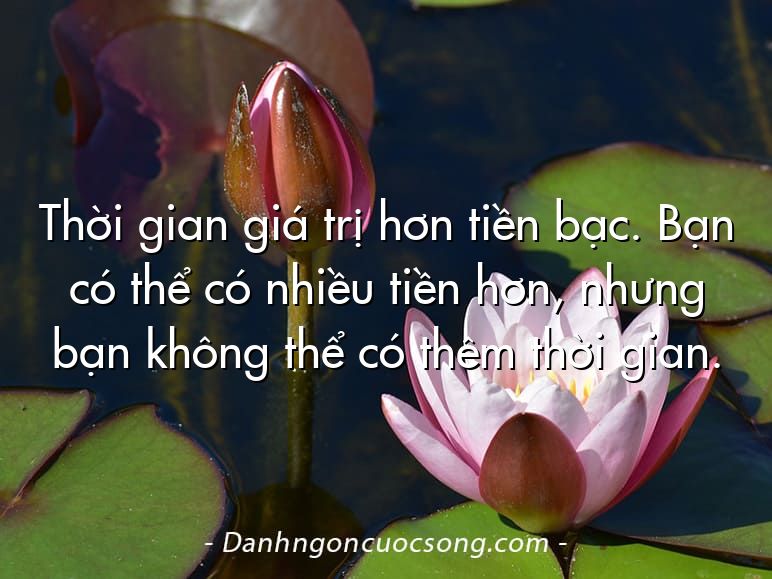 Thời gian giá trị hơn tiền bạc. Bạn có thể có nhiều tiền hơn, nhưng bạn không thể có thêm thời gian.