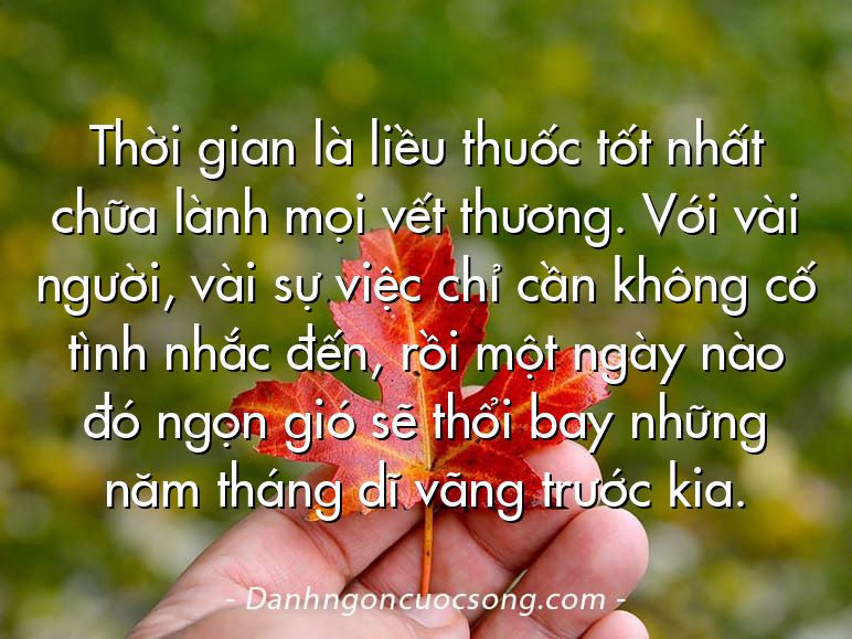 Thời gian là liều thuốc tốt nhất chữa lành mọi vết thương. Với vài người, vài sự việc chỉ cần không cố tình nhắc đến, rồi một ngày nào đó ngọn gió sẽ thổi bay những năm tháng dĩ vãng trước kia.