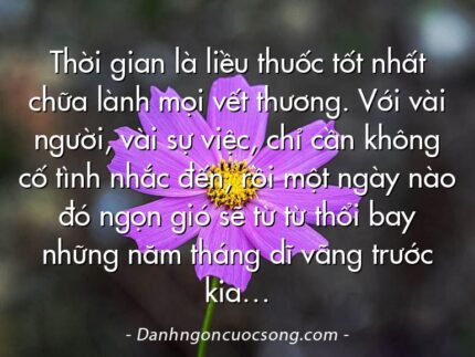 Thời gian là liều thuốc tốt nhất chữa lành mọi vết thương. Với vài người, vài sự việc, chỉ cần không cố tình nhắc đến, rồi một ngày nào đó ngọn gió sẽ từ từ thổi bay những năm tháng dĩ vãng trước kia…