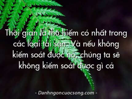 Thời gian là thứ hiếm có nhất trong các loại tài sản. Và nếu không kiểm soát được nó, chúng ta sẽ không kiểm soát được gì cả