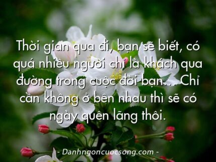 Thời gian qua đi, bạn sẽ biết, có quá nhiều người chỉ là khách qua đường trong cuộc đời bạn… Chỉ cần không ở bên nhau thì sẽ có ngày quên lãng thôi.