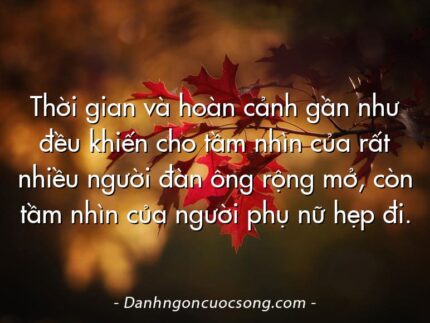 Thời gian và hoàn cảnh gần như đều khiến cho tầm nhìn của rất nhiều người đàn ông rộng mở, còn tầm nhìn của người phụ nữ hẹp đi.