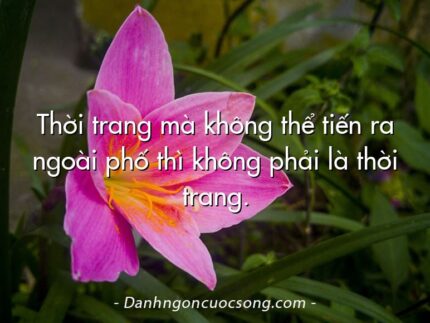 Thời trang mà không thể tiến ra ngoài phố thì không phải là thời trang.