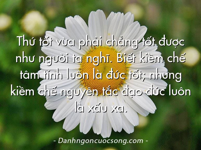 Thứ tốt vừa phải chẳng tốt được như người ta nghĩ. Biết kiềm chế tâm tính luôn là đức tốt; nhưng kiềm chế nguyên tắc đạo đức luôn là xấu xa.