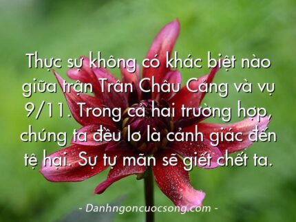 Thực sự không có khác biệt nào giữa trận Trân Châu Cảng và vụ 9/11. Trong cả hai trường hợp, chúng ta đều lơ là cảnh giác đến tệ hại. Sự tự mãn sẽ giết chết ta.
