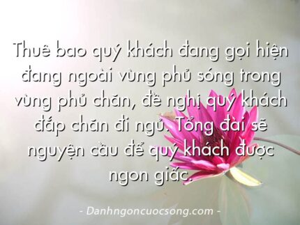 Thuê bao quý khách đang gọi hiện đang ngoài vùng phủ sóng trong vùng phủ chăn, đề nghị quý khách đắp chăn đi ngủ. Tổng đài sẽ nguyện cầu để quý khách được ngon giấc.