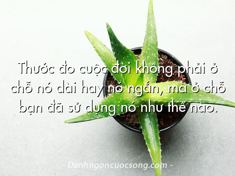 Thước đo cuộc đời không phải ở chỗ nó dài hay nó ngắn, mà ở chỗ bạn đã sử dụng nó như thế nào.  