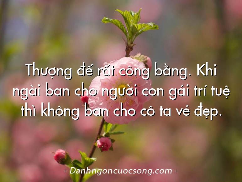 Thượng đế rất công bằng. Khi ngài ban cho người con gái trí tuệ thì không ban cho cô ta vẻ đẹp.